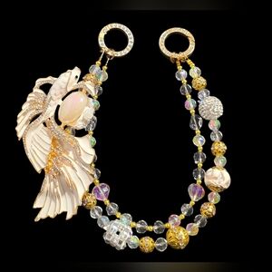 Elegant Ivory and Gold Koi Fish Bag Charm